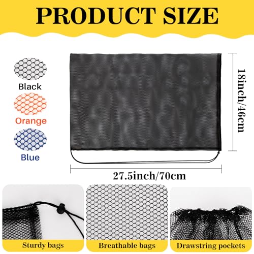 RAINFLOW 3PCS Mesh Bag - Drawstring Dive Bag Snorkel Dive Backpack for Swimming Gear, Diving, Beach Toy Ball Camping Clothing, Mesh Sports Bag Drawstring Storage Bag, Sturdy and Durable