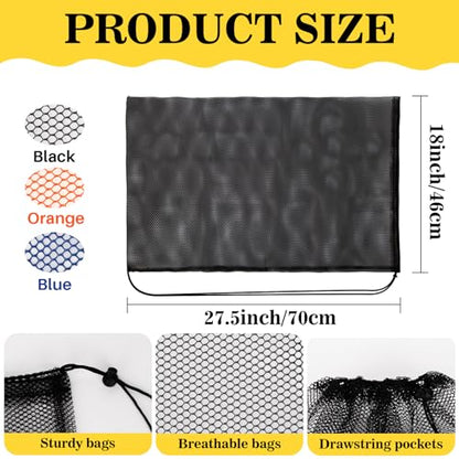 RAINFLOW 3PCS Mesh Bag - Drawstring Dive Bag Snorkel Dive Backpack for Swimming Gear, Diving, Beach Toy Ball Camping Clothing, Mesh Sports Bag Drawstring Storage Bag, Sturdy and Durable