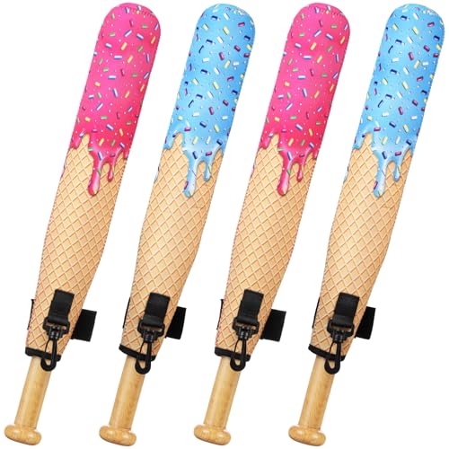 Soulchen Ice Cream Baseball Bat Sleeves 17 x 2.2 Inch Cross Softball Bat Warmers Cover with Hook Lightweight Sleeve Protector Cover