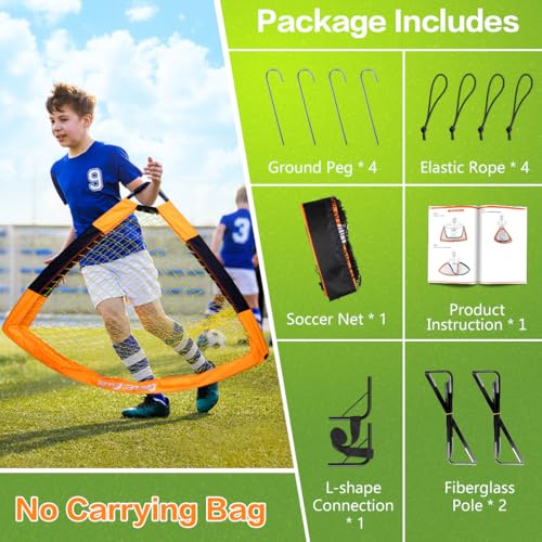 Dimples Excel Soccer Goals Kids Net for Backyard 7x5, 5x3.6, 4x3, 3x2.2 FT - style: 5‘x3.6' FT, 1 Pack