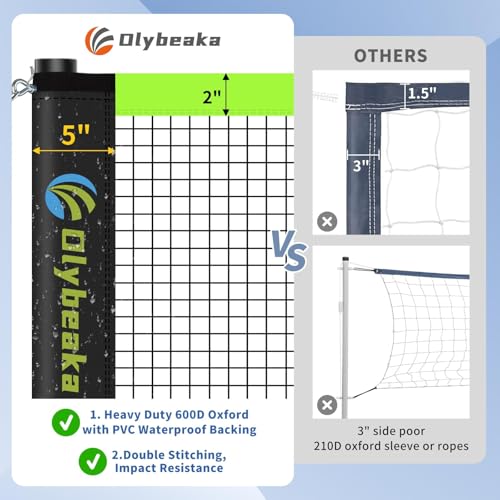 Portable Volleyball & Badminton Combo Net Set for Backyard Beach with 2 Nets (20ft and 32ft), Adjustable Poles, PU Volleyball, Aluminum Rackets and Carry Bag, Quick Setup & Durable