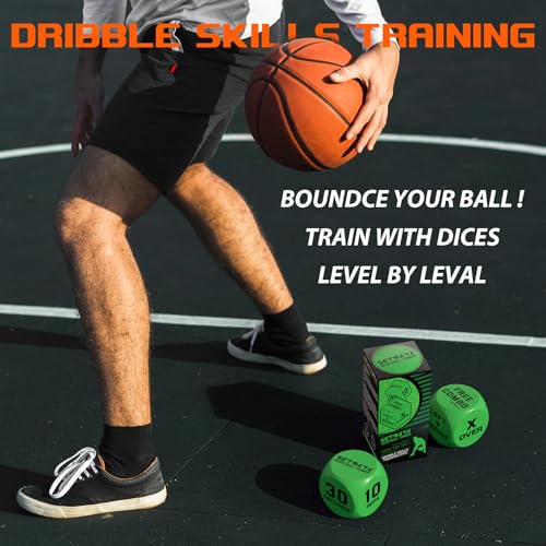 Basketball Dribble Skills Dice Set - Training Equipment - Basketball Gift for Boys.Dribble Skills Training for Beginner and Party Favors - color: Green