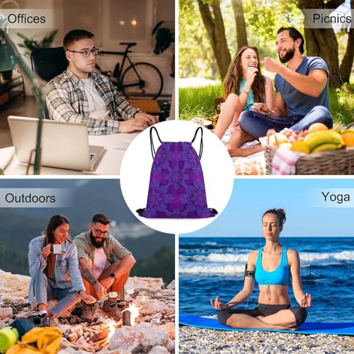 Beam Backpack Drawstring Sack Large Capacity for Soccer Basketball Sports Equipment Travel Men Women, New Purple Tie Dye Psychedelic Trippy Art Bags - color: Picture (514)