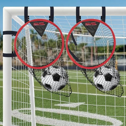 ZEALFEEL Soccer Goal Target for 2 Pcs, 16-in Top Bins Soccer Target Goal for Corner Shooting Accuracy Training, Easy to Attach and Detachable, Portable Soccer Goal with Carry Bag for Teens and Adults