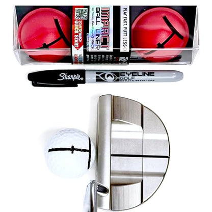 EyeLine Golf Impact Ball Liner 3-Pack with Marker - Easy Ball Marking Stencil for Accurate Putter Face & Target Line, USGA Legal, Precision Putting Alignment Tool Used by Tour Players