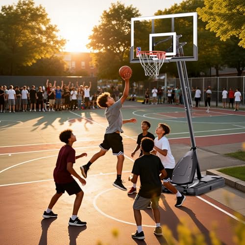 BACKYARD BLITZ Basketball Hoop, 44&48IN&54IN Backboard Portable Basketball Goal System, 10FT Hand-Crank Adjustable Basketball Hoops Outdoor - size: Basketball Hoop 54in Backboard