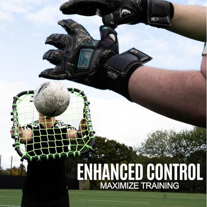 QUICKPLAY Handheld Soccer Rebounder | Elastic Connected Net for Fast, Unpredictable Rebounds | Ideal for Goalkeeper, Volley & Passing Drills and Heading Practise