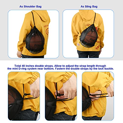 Cosmos Basketball Bag Basketball Backpack - Single Ball Mesh Storage Crossbody Sling Sackpack for Volleyball Soccer Rugby Football Equipment, Sport Bag Organizer for Gym Pool Beach & Travel Essentials