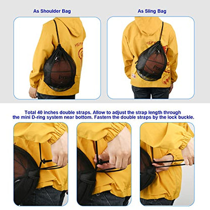 Cosmos Basketball Bag Basketball Backpack - Single Ball Mesh Storage Crossbody Sling Sackpack for Volleyball Soccer Rugby Football Equipment, Sport Bag Organizer for Gym Pool Beach & Travel Essentials