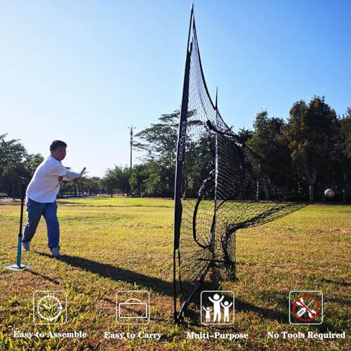 7×7ft Baseball Softball Practice Net- Portable Baseball Net for Batting, Hitting, Pitching Come with Carry Bag, Training for Players of Any Skill Level - Easy Assembly
