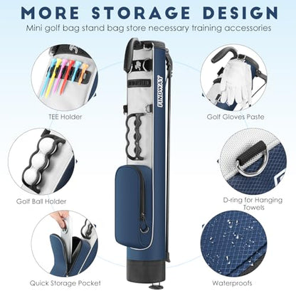 Findway Golf Stand Bag, Small Golf Bag for The Driving Range, Par 3 and Executive Courses, Lightweight Golf Club Carry Bag with Ball Holder and Pockets for Men Women - color: Blue