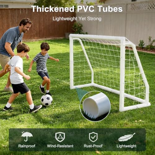 MOPHOTO Soccer Goal, 6X4/8x6/10x6.5/12x6/16x7/18.5x6.5/21x7/24x8ft Soccer Goals for Backyard, Full Size Soccer Goal for Teens & Adults Training - size: 6x4FT, style: PVC-Foldable