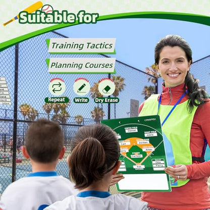 Dry Erase Coaches Clipboard， Reuse Baseball Dry Erase Coaching Board Double-Sided Baseball White Board for Coaches Writable and Erasable Coaching Board (Baseball) - style: Modern baseball