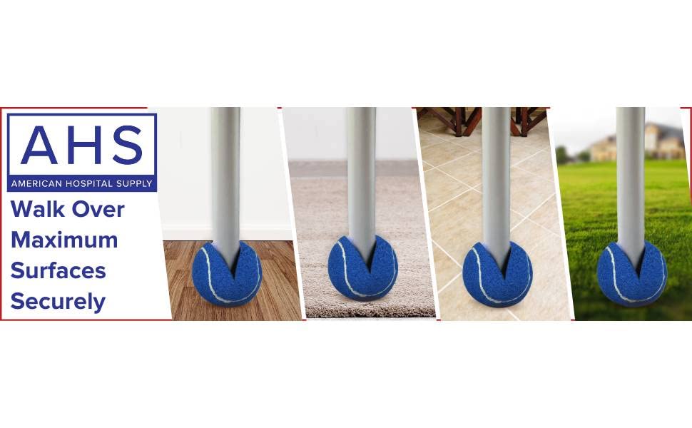 AHS American Hospital Tennis Balls for Walker Legs Tennis Balls for Walkers for Seniors | Complete Support & Surface Protection | Pack of 4 Precut (Blue)