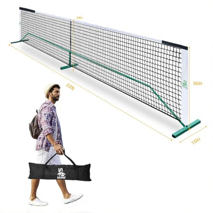 Portable Pickleball Net Set, Steady Metal Frame Pickle Ball Net Set System with Carry Bag Easy Setup for All-Weather Resistant Play in Backyards,Outdoor Indoor Driveways and Garages