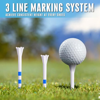 CHAMPKEY PRO 4-Prong Plastic Golf Tees 150 Pack - 70% Ball Contact Reduced for Less Friction and Maximum Distance Performance Golf Tees Plastic