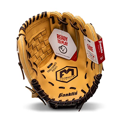Franklin Sports Field Master Baseball + Softball Glove - Field Master Adult + Youth Baseball + Softball Mitt - Men's + Women's Gloves - Right Hand Throw - color: Camel, style: 10.5" - Basket Web