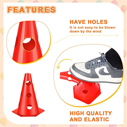 Tuanse 48 Pcs Training Cones for Sports Outdoor Indoor Plastic Agility Cones 9 Inch Field Marker Cone Sports Flexible Cone for Soccer Football Basketball Training, Events, Activity, Drills, Traffic