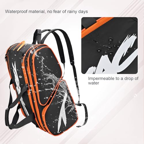 TILDOSAC Pickleball Bag - Large Paddle Bag for 4 Paddles & Accessories - Fence Hook, Extra Pockets, Shoe Compartment
