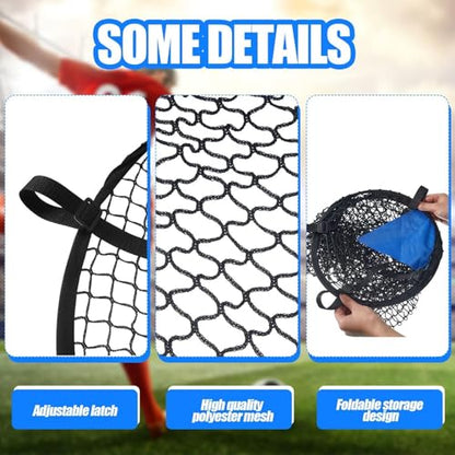 Foldable Football Goal Training Net, Soccer Target Throwing Net with Fixed Target Area, Sturdy Alloy Frame and Polyester Mesh for Accurate Passing Practice, Portable Ball Gate for