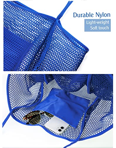 HOXIS Mesh Beach Tote Womens Shoulder Handbag - color: Klein Blue