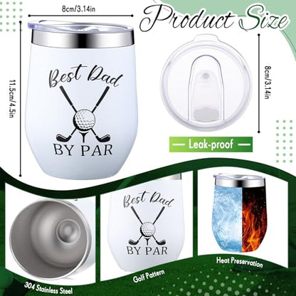 Funnymoom 3 Pcs Golf Gifts for Dad Men Husband Best Dad by Par Accessories Set Kit Include 12 oz Tumbler Tee Holder with Wood Golf Tee and Black Towel for Thanksgiving Day Christmas Birthday Gifts