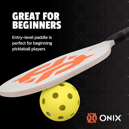 Recruit by Onix Pickleball Starter Set - Includes Two Poplar Wood Paddles and Two Yellow Balls