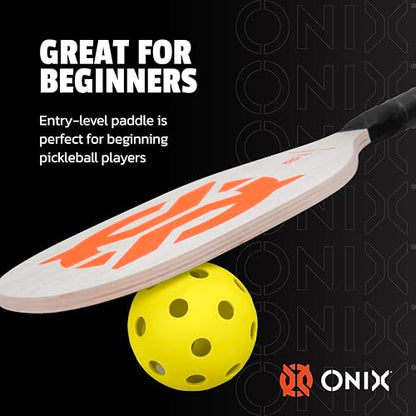 Recruit by Onix Pickleball Starter Set - Includes Two Poplar Wood Paddles and Two Yellow Balls