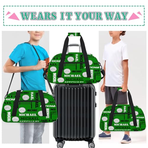 Custom Volleyball Gym Bag Duffel Bag for Women Men, Personalized Name Sport Bag Overnight Bags Customized Travel Weekender Bag, Dark Green - color: Dark Green