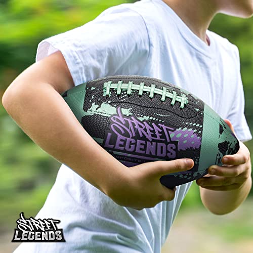 Street Legends Youth Football, Graffiti Printed Composite Leather Size 8 Football- Includes Pump, Made for Training, Practicing, & Recreational Play - color: Hunter Green