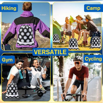 Saintrygo 12 Pcs String Bags Drawstring Back Sack with Reflective Stripe String Bags for Yoga Dance Swimming (Volleyball) - style: Volleyball
