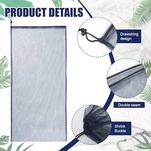 6 Pcs large Mesh Bag 24 x 48 inch Ball Mesh Drawstring Storage Sports Equipment Bag for Balls Beach - color: Blue