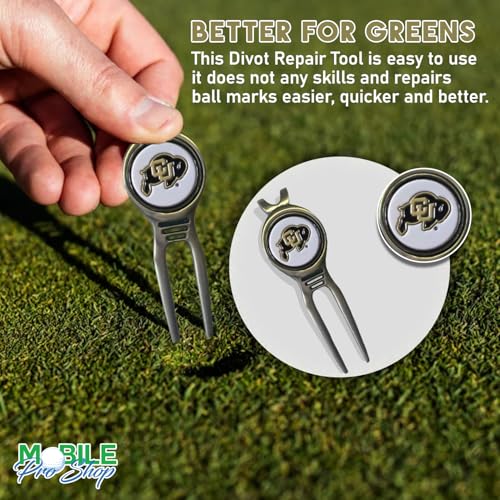 Divot Repair Tool Removable Magnetic Ball Marker-Best Divot Fixer - style: COLORADO BUFFALOES