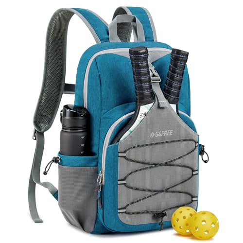 G4Free Pickleball Bag, Pickleball Backpack for Women and Men, Padel Bag Fits 2 to 4 Paddles, Gifts for Pickleball Lovers - color: Teal Blue