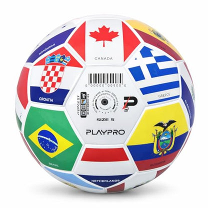 Elite Edition Soccer Ball - Training Soccer Ball – Durable TPU Outdoor Ball – Country Design (USA, Argentina, Brasil, Mexico, Portugal & More) - size: 2, style: COUNTRY FLAG BALL