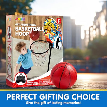 JOYIN Indoor Kids Basketball Hoop with Stand, Toddler Basketball Goal Adjustable Height 28ft-6.2ft, Portable Mini Outdoor Toys for Boys Girls Age 3 4 5 6 7 8, Inside Outside Sport Games for Fun