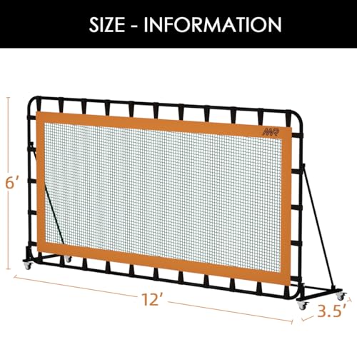 MR Tennis Rebounder 12’x6’, Adjustable Tilt Angle Rebound Net, Multi-Sport Portable Bounce Back Net with Wheels, Rebound Wall for Tennis, Pickleball, Lacrosse, Hockey, Softball & Baseball Training