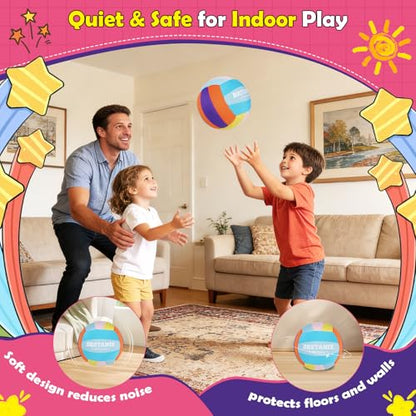 Soft Indoor Volleyball – Quiet Lightweight Fabric Volleyball for Kids, Youth & Beginners, Safe Training Ball, Pump Included - color: Mint Blue