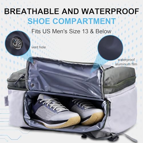 Pickleball Backpack, 3+Paddle Capacity, Pickleball-specific Shockproof Thermal Pockets, Waterproof Shoe Compartment, Wet Dry Separation, Fence Hook, Fits Standard/Extended Paddles - color: Army green
