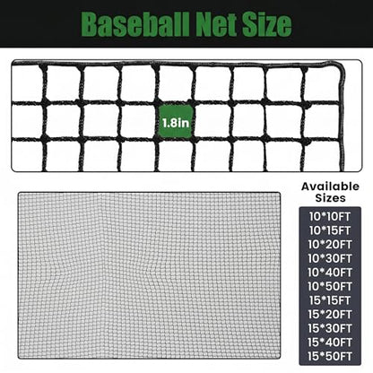 Baseball Softball Backstop Nets,Sports Net with 33ft Rope or Steel Hanging Kit, Nylon Nets Also for Basketball Soccer Lacrosse Hockey.