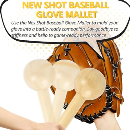 Baseball Glove Break-in Kit, 6-Piece Set with 1 Wooden Solid Construction Glove Mallet, 2 Elastic Wraps, 2 Locks, 1 Plastic Practice Ball - Baseball Hammer for Adult & Youth Glove Break-in and Shaping - size: Only Baseball Glove Mallet