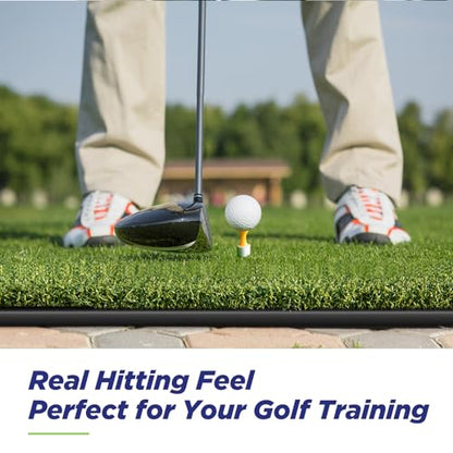 Golfguru Golf Mat, 5x4ft/5x5ft Dense Elite Golf Hitting Mats Practice with 10 Balls, 9 Tees, Heavy Duty Artificial Hitting Training Matt for Backyard Driving Chipping Indoor Outdoor Simulators - style: 5'x4' Thickened-26mm Thick