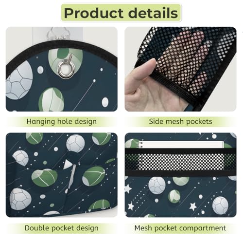 QsirBC Soccer Tennis Fusion 1 Pack Wall Hanging Organizer Bag, Waterproof Polyester Storage Bag with Multiple Pockets, Collapsible Hanging Shelves for Home, Kitchen, Closet Organization