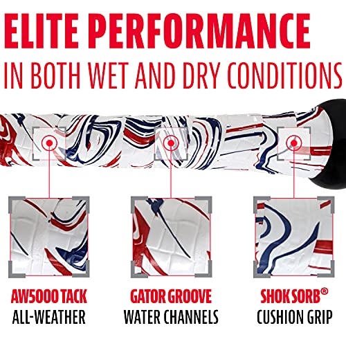 Franklin Sports Gator Grip - Baseball Bat Grip Tape - color: White/Navy/Red