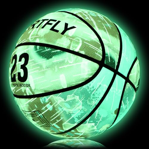 Glow in The Dark Basketball, Glowing PU Leather Basketball, Luminous Training Basketball Size 7 Gift for Men Women, Indoor Outdoor Night Basketball Game