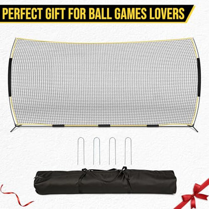 Barricade Backstop Net, 12x9 ft/ 16x10 ft/ 20x10 ft Ball Stop Netting with Carry Bag & Ground Stakes, Quick Setup, Portable, Perfect for Lacrosse, Baseball, Basketball, Soccer - size: 20x10 ft