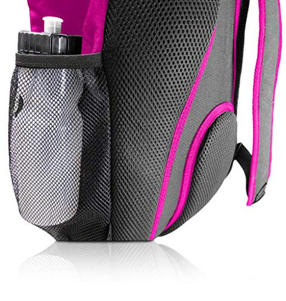 Soccer Backpack with Ball Holder Compartment - for Boys & Girls | Bag Fits All Soccer Equipment & Gym Gear (Black) - color: Pink