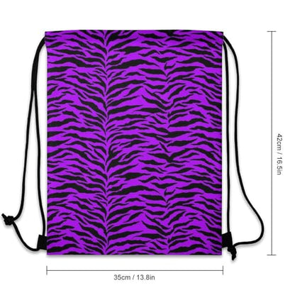 Theft Proof Drawstring Backpack Cinch Sack Water Resistant for Travel Camping Sports Equipment Men Women, Animal Purple Tiger Stripes Art Bags - color: Picture (376)