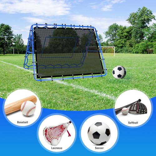 Volleyball Baseball Rebounder Net, Softball Rebounder Pitchback Net Quick Adjustments, Quick Adjustments Lacrosse Bounce Back Practice Equipment, Ideal for Outdoor Indoor and Backyard Training - size: 5FTx4FT, style: Dual-Sided Multi-Sport Rebounder