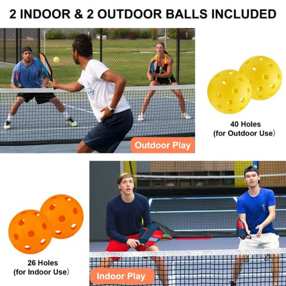 Pickleball Paddles, USAPA Fiberglass Pickleball Paddles Set of 4, Pickleball Set with 4 Pickleball Rackets, Including 4 Pickleballs & 1 Carry Bag, Pickle Ball Paddles Set for Men, Women - color: 1.Orange&Red-set of 4